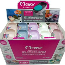 Melody M-087 Nova Sabunluk ve Süngerlik Vantuzlu Renkli Plastik Eğimli Duruş Ayaklı - 30'li Paket