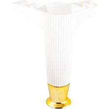 KRT İBİCO-938 Plastik Mobilya ve Koltuk Ayak 15CM Beyaz Gold Uçlu - 10'li Paket