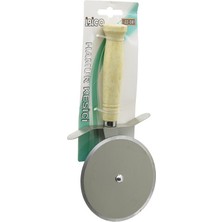İbico Ibico İ22-081 Pizza ve Hamur Kesici Rulet Çap: 8.8cm Ahşap Saplı 10CM Büyük Metal Tek Başlı - 12'li Paket
