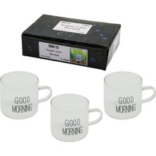 İbico *ibico İ22-139 Kahve Yanı Bardak 90ML Kulplu Good Mornıng Kalın Çizgili Cam - 48'li Paket