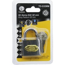 Tudor TD-G32MM Asma Kilit Vakumlu Kısa Kancalı Gri - 12'li Paket