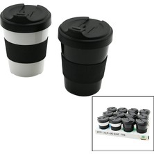 Qlux Ideas Qlux L-00986 Cozy Kahve Bardak 500ML No-2 Plastik Silikon Kaplama Göbek Yudumlama Ağızlıklı Kapak - 24'li Paket