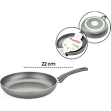 Papilla Fred 22 cm BRKT-712272 Maxi Tek Saplı Frying Pan Granit Tava Gri Kırçıllı - 6'li Paket