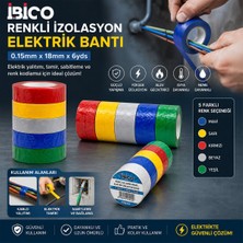 İbico Ibico İ13-027 Izolasyon Elektrik Bantı 0.15MMX18MM 6yds Mavi Sarı Beyaz Yeşil Bandı Renkli Kırmızı - 10'li Paket