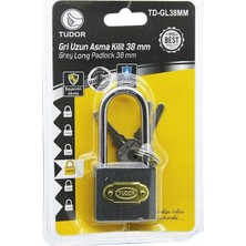Tudor TD-GL38MM Asma Kilit Vakumlu Uzun Kancalı Gri - 12'li Paket