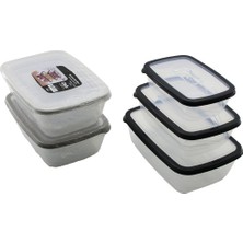 Qlux Ideas Qlux L-00764 Bio Saver Sızdırmaz Saklama Kabı Set (Şeffaf Pls.kap 3 Adet 1200-1900-3200ML - 6'li Paket