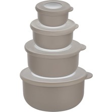 Qlux Ideas Qlux L-00989 Bowl Kapaklı Kase ve Saklama Kabı Set 4 Adet Set 900ML+500ML+250ML+100ML - 18'li Paket