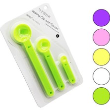 Sealing Clip With Spoon YAKUT-12421 Renkli Plastik Ölçü Kaşık 6.8cm-12.4cm-17.3cm 3 Adet Set - 12'li Paket