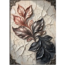 Karizma Tablo Kabartmalı Metal Yaprak Deseni Dekoratif Kanvas - Mdf Ahşap Tablo