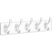 BAYSA-136 Mika Kristal Plastik 6.4X29.3CM 5 Kollu 6.2cm Şeffaf Askı Şeffaf Pvc Yapışkanlı Montaj - 30'li Paket