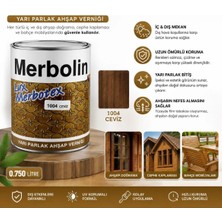 Merbolin 1004 Ceviz Yarı Parlak Ahşap Verniği 0,750 Litre Dekoratif Ahşap Verniği Vernik