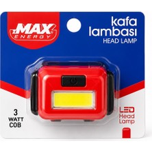 Zmax Energy MAX-3146 Kafa Lambası Fener 4.5V 3W Cob LED 120LÜMEN 3-Kademe Işık Ayarı- Flaşör Pilli - 12'li Paket
