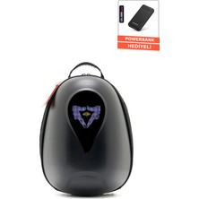 Jarmend Meteor LED Ekranlı Motosiklet Sırt Çantası Kask Formlu Sert Kabuk Siyah