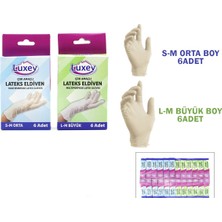 Luxev Latex Muayene Eldiveni 6 Adet Lateks M-L Beden S-M - 24'li Paket