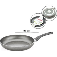 Papilla Fred 26 cm BRKT-705700 Maxi Tek Saplı Frying Pan Granit Tava Gri Kırçıllı - 6'li Paket