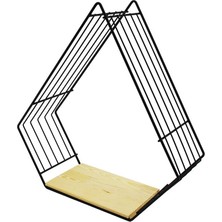 Lalezar LZR-621 Ahşap Tabanlı Tek Katlı Metal Dekoratif Duvar Raf Piramit - 3'li Paket
