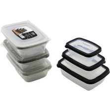 Qlux Ideas Qlux L-00686 Bio Extra Sızdırmaz Saklama Kabı Set 3 Adet 300-600-1200ML Şeffaf Pls.kap - 24'li Paket