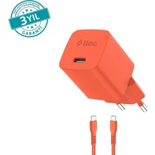 2SCG20CNT Ttec Smartcharger Gan 20W Pd Seyahat Hızlı Şarj Aleti + Usb-C - Usb-C 3A Kablo Neon Neon Turuncu