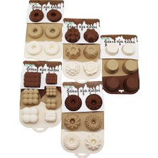 İbico Ibico İ22-002 Muffin Kek Kalıp 6'li Mini Silikon Askılıklı Kartela Klasik Çizgili Şekil - 10'li Paket