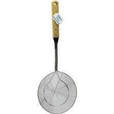 İbico Ibico İ22-290 Kevgir 15-16CM Sap: 26CM Derin Çelik Metal Bambu Ahşap Saplı - 12'li Paket