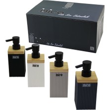 İbico Ibico İ21-057 Sıvı Sabunluk 350ML Bambu Dikdörtgen Dik Çizgili Renkli Plastik - 15'li Paket