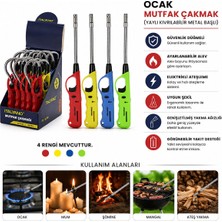 İtalyano Italyano ITL-107W Ocak Mutfak Çakmak Renkli Plastik Sap Yaylı Kıvrılabilir Metal Başlı - 20'li Paket