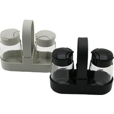 Qlux Ideas Qlux C-00381 Drop Tuzluk ve Baharatlık Set 2 Adet Standlı Pls.kapak Taşıma Kulplu Kürdanlıklı Stand - 15'li Paket