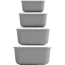 DÜNYA-30950-999 Sızdırmaz Saklama Kabı ve Kutusu Set 3 Adet 600-1100-1800-3000ML Renkli Dikdörtgen - 12'li Paket