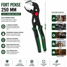 Bosch-1 600 A03 2V9 Ford Papağan Pense 250MM 0- 46 mm Ağız Ölçü 60 ± Kesme Sertlik 529 10" - 6'li Paket