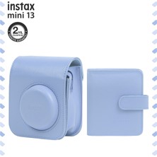 Fujifilm Instax Mini 13 Uyumlu Mavi Deri Çanta ve Albüm Set