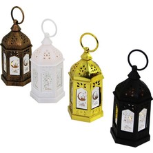 Fashion Design Fashıon Desıng LED Lanterm SDR-LM-005 Ramazan LED Işık Orta Pilli Plastik Mix Renkli Altıgen Kubbe - 12'li Paket