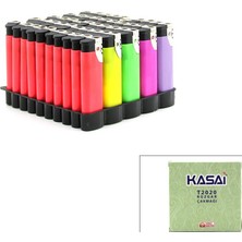 Kasai T-2020 Cep Çakmak Rüzgar Renkli Plastik Doldur Kullan Tipi Jet - 50'li Paket