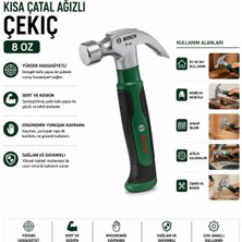 Bosch-1 600 A02 Za3 Kısa Çatal Çekiç 16CM 431 8oz Ergonamik Yumuşak Sap - 6'li Paket
