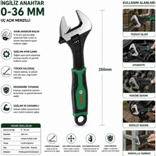 Bosch-1 600 A03 9hp Ingiliz Anahtar ve Kurbağacık Seti 250MM 532 10" - 6'li Paket