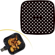 tp Buğz Siyah Isıya Dayanıklı Yıkanılabilir Silikon Fırın ve Airfryer Kare Model Pişirme Matı 21,5 cm BX40