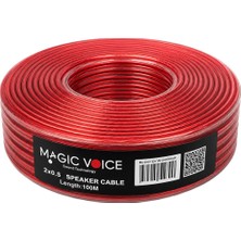 Magicvoice MV-29553 2X0.50MM Siyah Şeffaf Kırmızı Çizgili 100 Metre Cca Hoparlör Kablosu