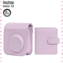 Fujifilm Instax Mini 13 Uyumlu Pembe Deri Çanta ve Albüm Set