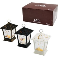 Sdr Ambalaj LED Storm Lantern SDR-LM-006 Ramazan LED Işık Pilli Plastik Kare Kubbe Mix Renkli - 6'li Paket