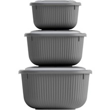 DÜNYA-30907-999 Sızdırmaz Saklama Kabı ve Kutusu Set 3 Adet 600-1100-1800ML Kare Renkli - 12'li Paket