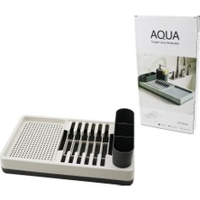 Omaş Aqua OM-0848 Tezgah Üstü Bulaşıklık 26X42X12CM Sade Gri Tabaklık Kaşıklık - 6'li Paket