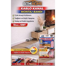 CATEKSSS Çift Taraflı Montaj Bandı Kablo Kanal Bandı Güçlü Yapışkan Duvar Sabitleme Bantı