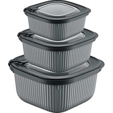 DÜNYA-30906-999 Mikro Line Plastik Saklama Kabı Set 3 Adet 600-1100-1800ML Kare - 12'li Paket