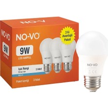 tp Buğz No-Vo 3lü Avantaj Paket 9W Beyaz LED Ampul E27 806LM 6500K 15.000 Saat Ömür BX40
