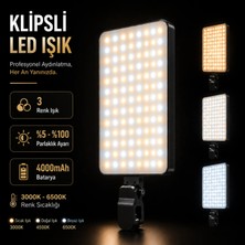 CoverZone Mobil Telefon Dolgu Işığı LED Fill Light 10W 4000MAH Type-C Şarjlı 3000-6500K Ayarlanabilir Parlaklık 3 Renk Modu 360° Döner Taşınabilir Video Fotoğraf Işığı | LJ-S01