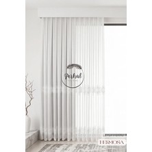 Perhal Perde ve Halı 1-3 Sık Pile Modern Ekru Baklava Desenli Leyla Tül Perde
