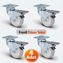 EP01 050F Dönerli Hafif Sanayi Tipi Frenli Gri Galvaniz Kaplama Burçlu Teker 50 mm (4 Adet)