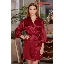 Gd Goldoremi 6524 Kadın Gelin Çeyiz Uzun Bol Kol Bride Saten Gecelik