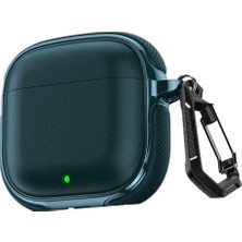 MobaxAksesuar Huawei Freebuds Se 2 / Se 3 ile Uyumlu Kılıf Deri Dokulu Tpu Koruyucu Case Metal Karabinalı Şarj Girişli