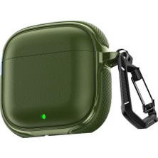 MobaxAksesuar Huawei Freebuds Se 2 / Se 3 ile Uyumlu Kılıf Deri Dokulu Tpu Koruyucu Case Metal Karabinalı Şarj Girişli