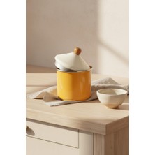 Bambum Nostalji Emaye - Ahşap Saplı Baharatlık Hardal 12 Cm